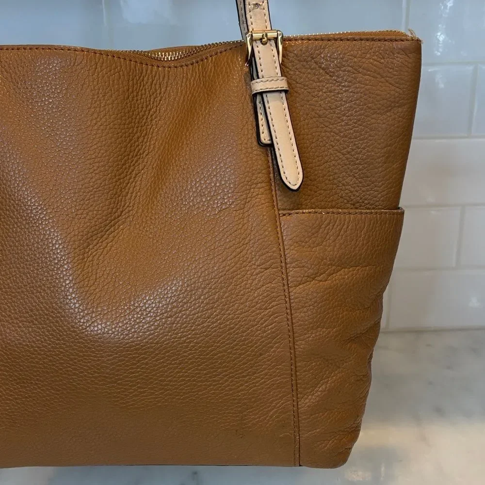 Michael Kors Bag Purse Handbag Leather Jet Set EW Pebbled Tote Bag Pocketbook
